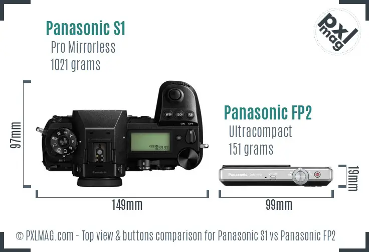Panasonic S1 vs Panasonic FP2 top view buttons comparison