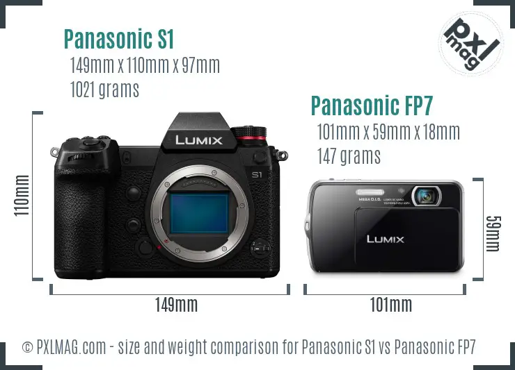 Panasonic S1 vs Panasonic FP7 size comparison