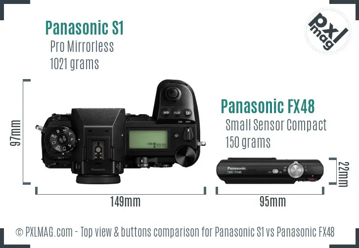 Panasonic S1 vs Panasonic FX48 top view buttons comparison