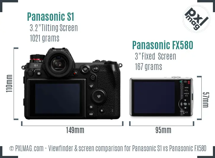 Panasonic S1 vs Panasonic FX580 Screen and Viewfinder comparison