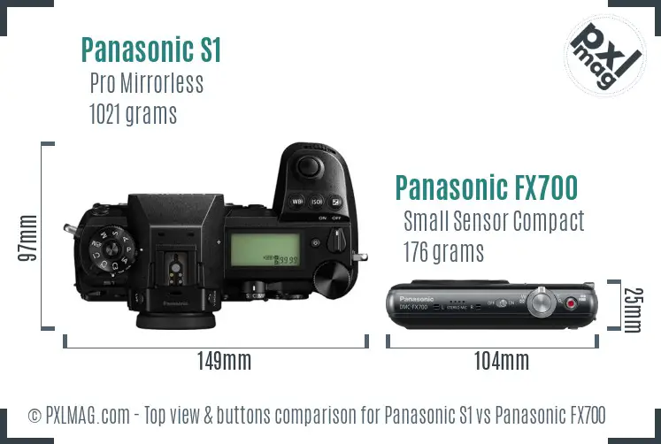 Panasonic S1 vs Panasonic FX700 top view buttons comparison