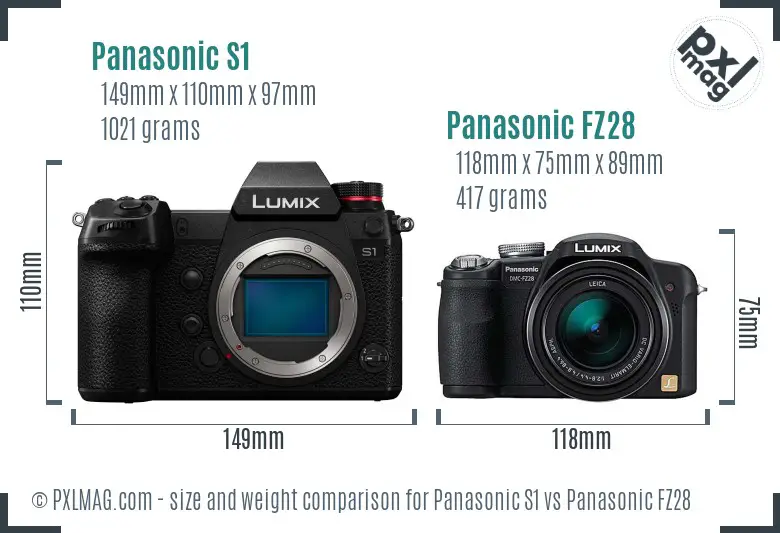 Panasonic S1 vs Panasonic FZ28 size comparison