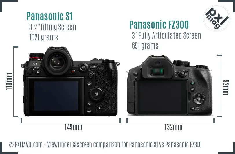 Panasonic S1 vs Panasonic FZ300 Screen and Viewfinder comparison