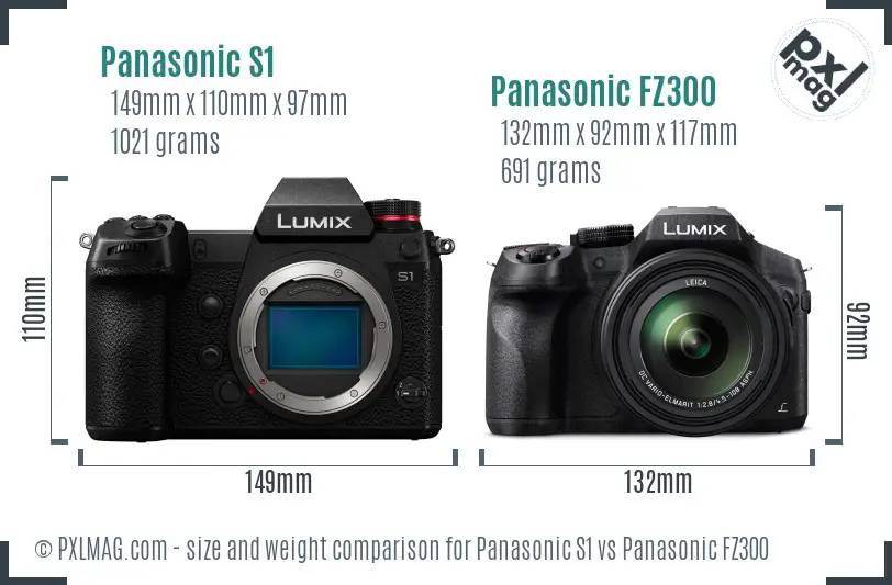 Panasonic S1 vs Panasonic FZ300 size comparison