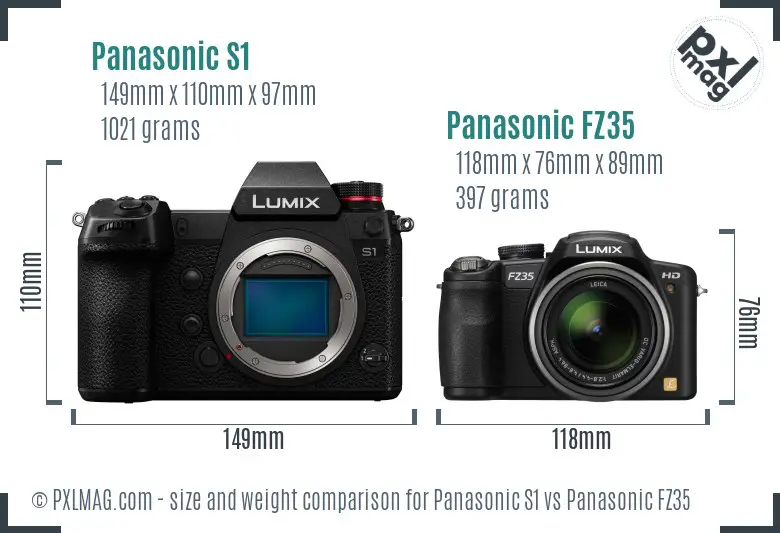 Panasonic S1 vs Panasonic FZ35 size comparison
