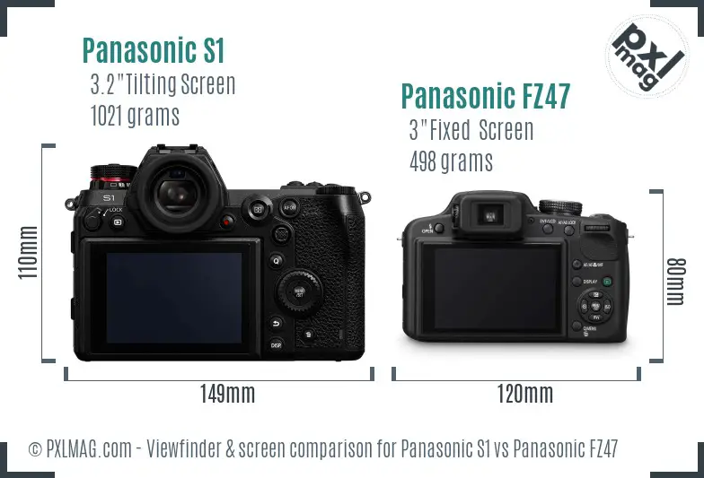 Panasonic S1 vs Panasonic FZ47 Screen and Viewfinder comparison