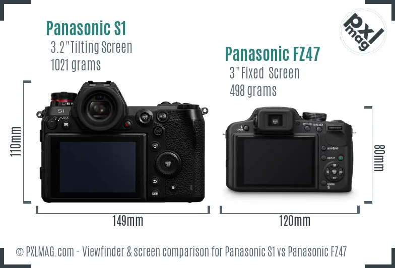 Panasonic S1 vs Panasonic FZ47 Screen and Viewfinder comparison Panasonic S1 vs Panasonic FZ47 Screen and Viewfinder comparison