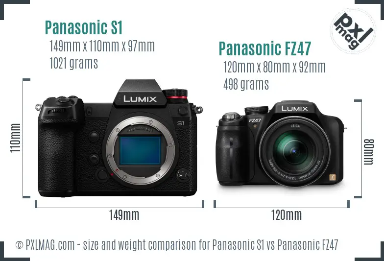 Panasonic S1 vs Panasonic FZ47 size comparison