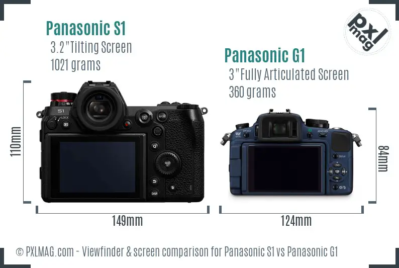 Panasonic S1 vs Panasonic G1 Screen and Viewfinder comparison