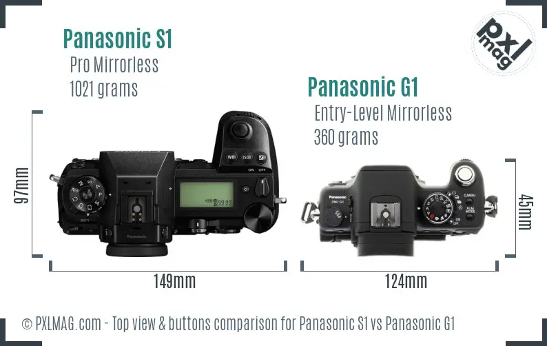 Panasonic S1 vs Panasonic G1 top view buttons comparison