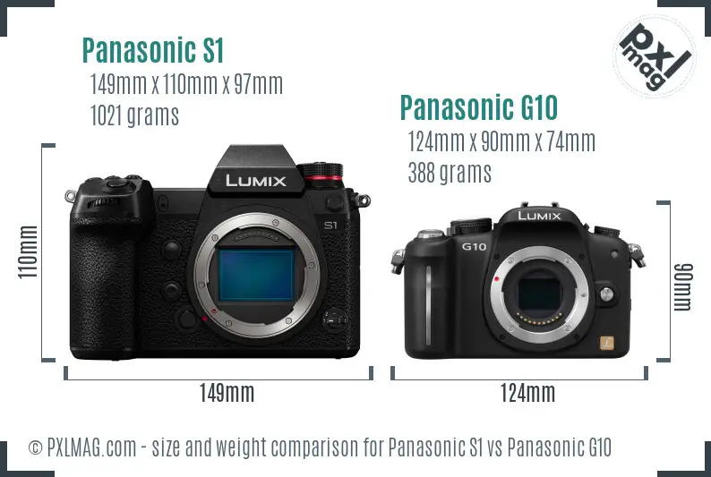 Panasonic S1 vs Panasonic G10 size comparison