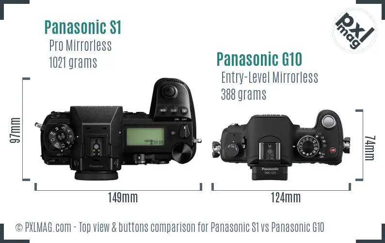 Panasonic S1 vs Panasonic G10 top view buttons comparison