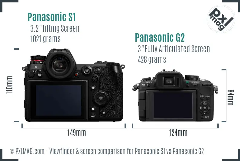 Panasonic S1 vs Panasonic G2 Screen and Viewfinder comparison
