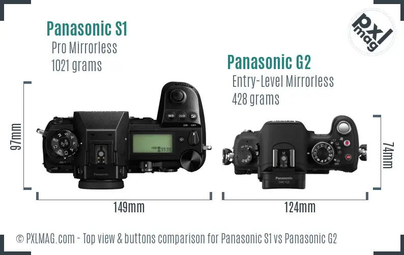 Panasonic S1 vs Panasonic G2 top view buttons comparison
