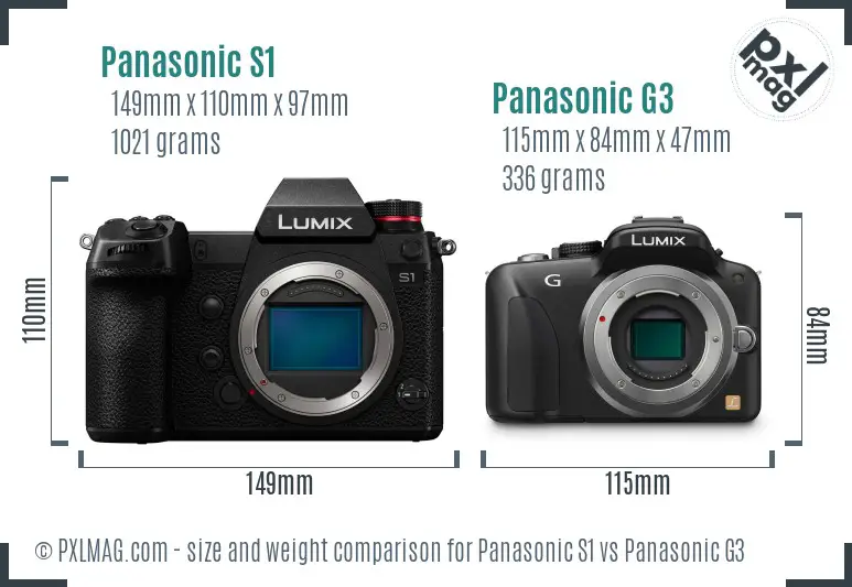 Panasonic S1 vs Panasonic G3 size comparison