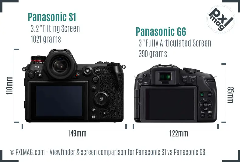 Panasonic S1 vs Panasonic G6 Screen and Viewfinder comparison