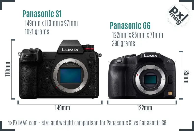 Panasonic S1 vs Panasonic G6 size comparison