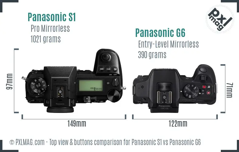 Panasonic S1 vs Panasonic G6 top view buttons comparison