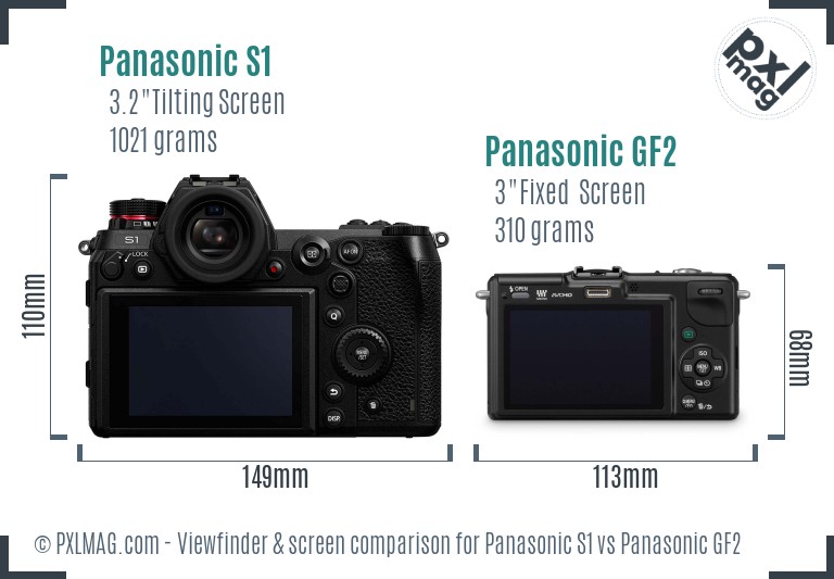 Panasonic S1 vs Panasonic GF2 Screen and Viewfinder comparison