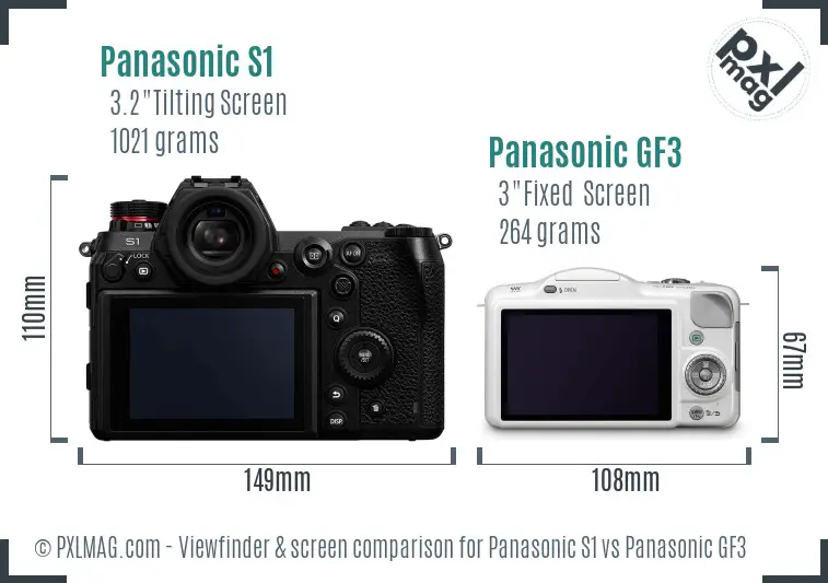 Panasonic S1 vs Panasonic GF3 Screen and Viewfinder comparison