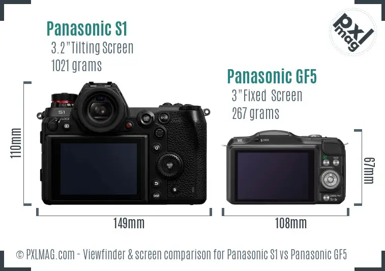Panasonic S1 vs Panasonic GF5 Screen and Viewfinder comparison