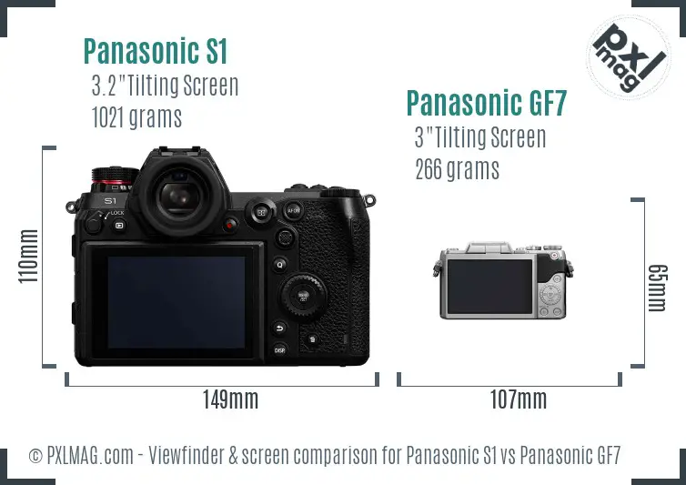 Panasonic S1 vs Panasonic GF7 Screen and Viewfinder comparison Panasonic S1 vs Panasonic GF7 Screen and Viewfinder comparison