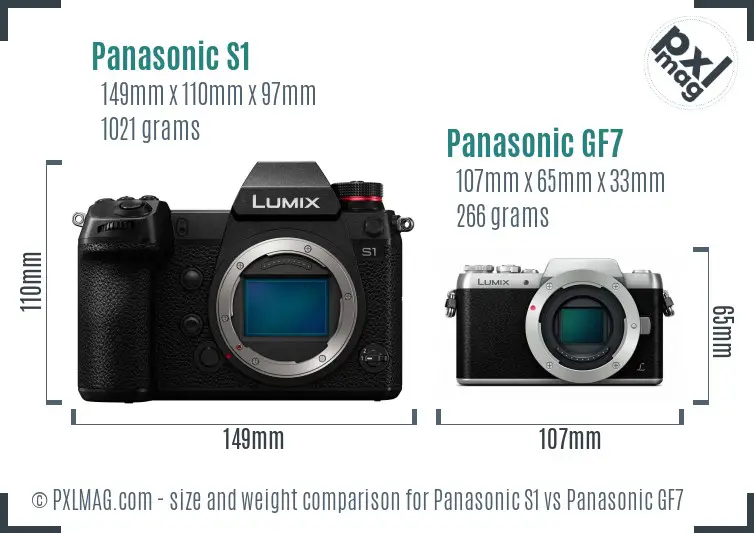 Panasonic S1 vs Panasonic GF7 size comparison Panasonic S1 vs Panasonic GF7 size comparison