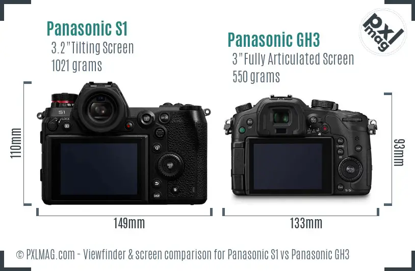Panasonic S1 vs Panasonic GH3 Screen and Viewfinder comparison Panasonic S1 vs Panasonic GH3 Screen and Viewfinder comparison