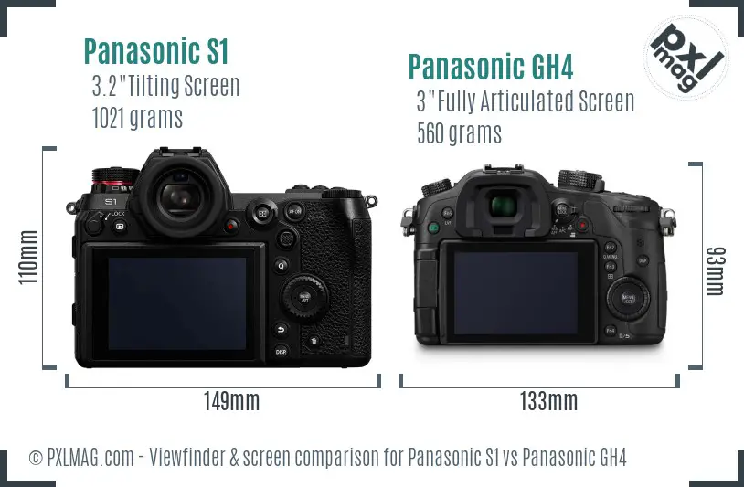 Panasonic S1 vs Panasonic GH4 Screen and Viewfinder comparison