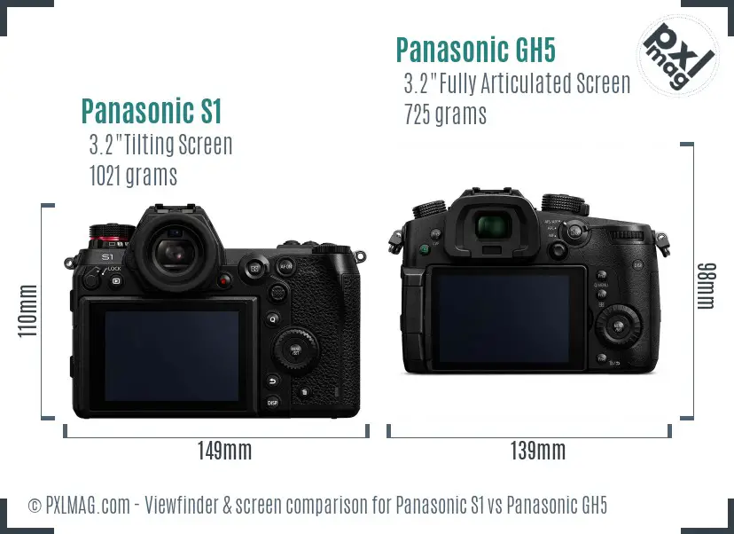 Panasonic S1 vs Panasonic GH5 Screen and Viewfinder comparison