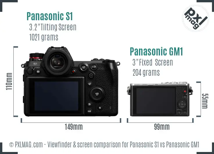 Panasonic S1 vs Panasonic GM1 Screen and Viewfinder comparison