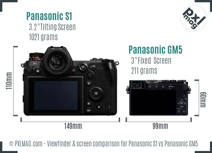 Panasonic S1 vs Panasonic GM5 Screen and Viewfinder comparison Panasonic S1 vs Panasonic GM5 Screen and Viewfinder comparison
