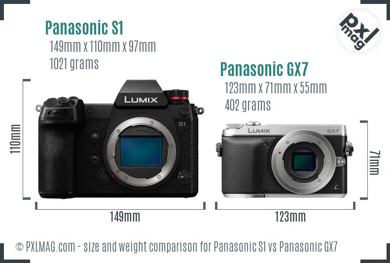 Panasonic S1 vs Panasonic GX7 size comparison