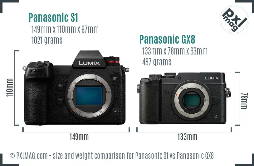 Panasonic S1 vs Panasonic GX8 size comparison Panasonic S1 vs Panasonic GX8 size comparison