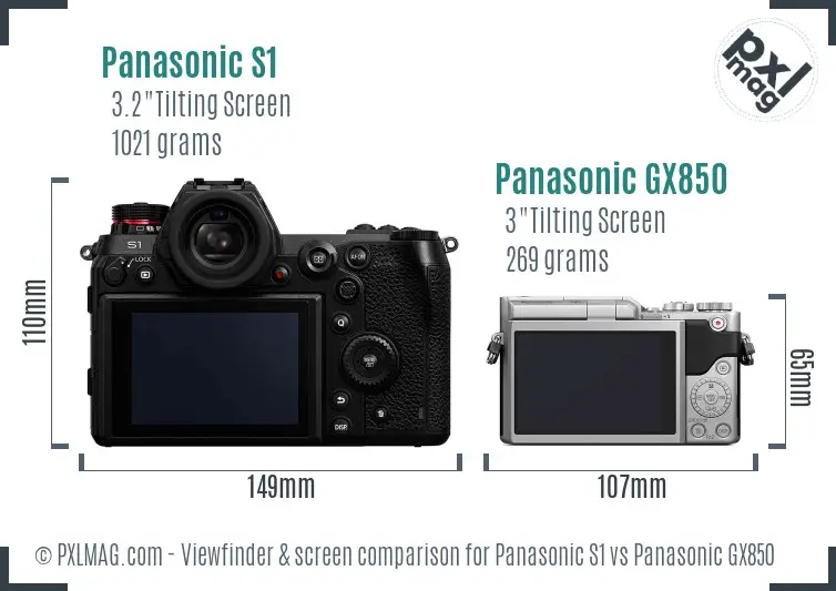 Panasonic S1 vs Panasonic GX850 Screen and Viewfinder comparison