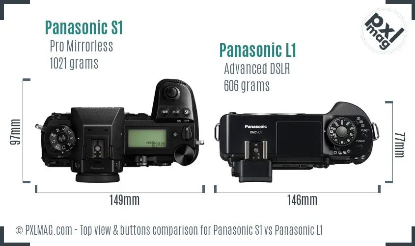 Panasonic S1 vs Panasonic L1 top view buttons comparison