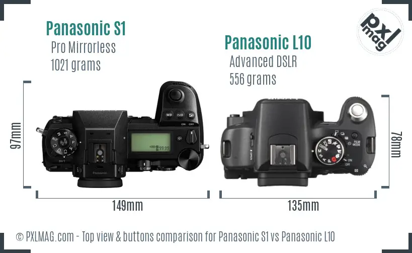 Panasonic S1 vs Panasonic L10 top view buttons comparison