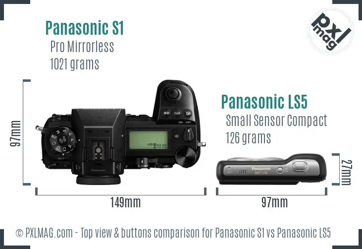 Panasonic S1 vs Panasonic LS5 top view buttons comparison Panasonic S1 vs Panasonic LS5 top view buttons comparison