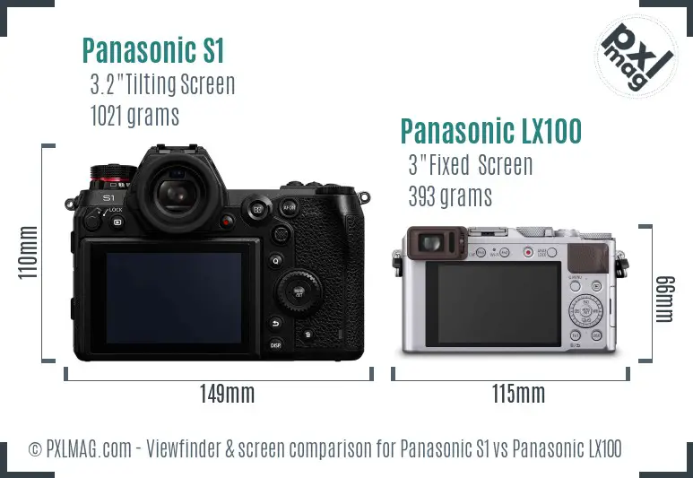 Panasonic S1 vs Panasonic LX100 Screen and Viewfinder comparison Panasonic S1 vs Panasonic LX100 Screen and Viewfinder comparison