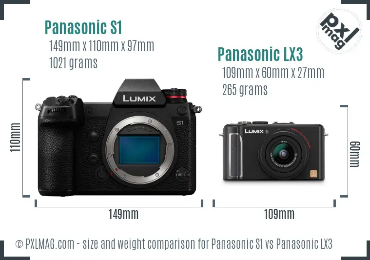 Panasonic S1 vs Panasonic LX3 size comparison