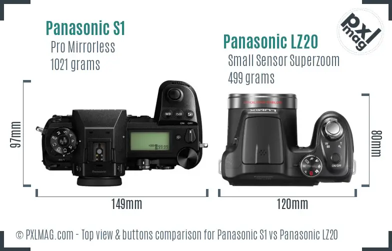 Panasonic S1 vs Panasonic LZ20 top view buttons comparison