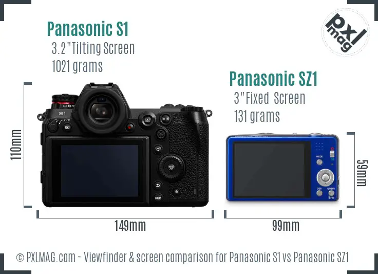 Panasonic S1 vs Panasonic SZ1 Screen and Viewfinder comparison Panasonic S1 vs Panasonic SZ1 Screen and Viewfinder comparison