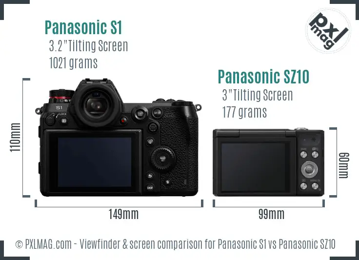 Panasonic S1 vs Panasonic SZ10 Screen and Viewfinder comparison