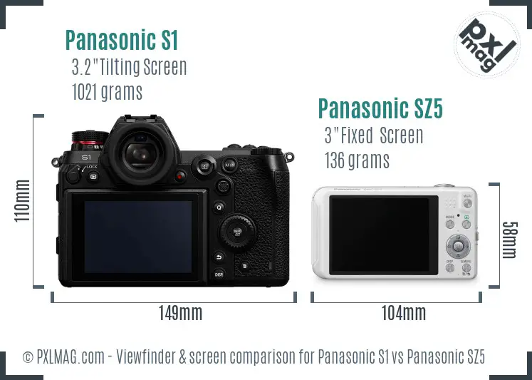 Panasonic S1 vs Panasonic SZ5 Screen and Viewfinder comparison