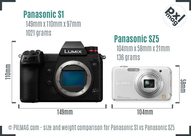 Panasonic S1 vs Panasonic SZ5 size comparison