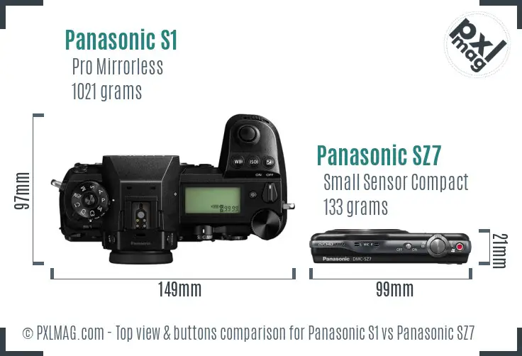 Panasonic S1 vs Panasonic SZ7 top view buttons comparison