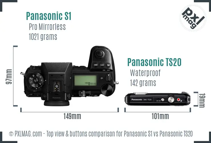 Panasonic S1 vs Panasonic TS20 top view buttons comparison