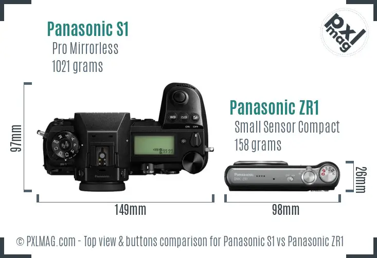 Panasonic S1 vs Panasonic ZR1 top view buttons comparison