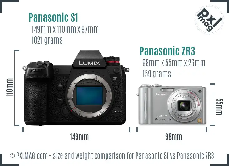 Panasonic S1 vs Panasonic ZR3 size comparison