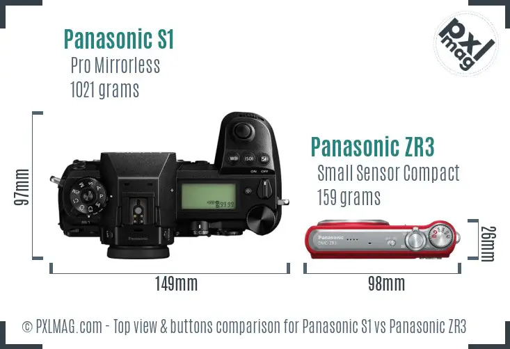 Panasonic S1 vs Panasonic ZR3 top view buttons comparison